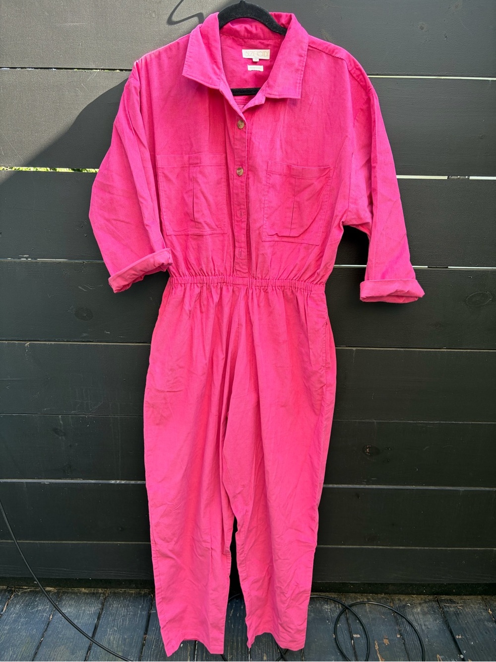 Suzie Kondi Pink Corduroy Utility Jumpsuit Size M